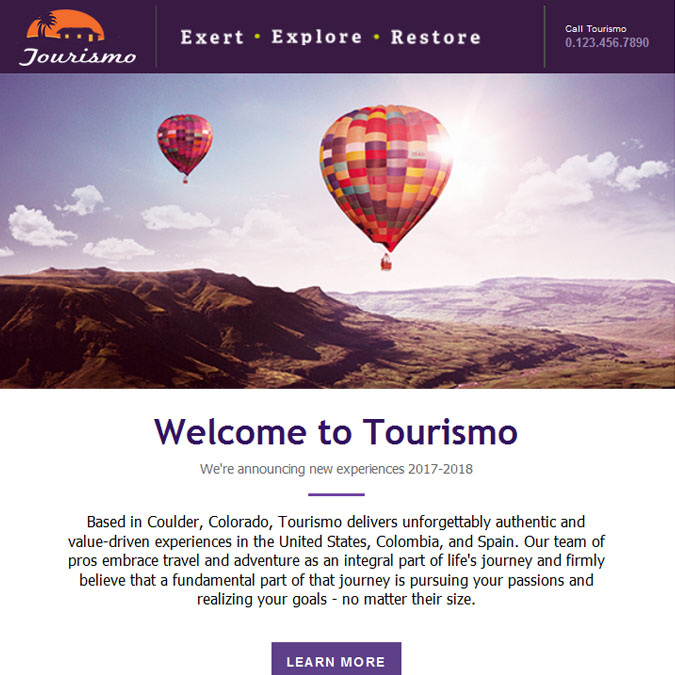 Tourismo - PSD to Responsive Newsletter - Xhtmljunction's client
