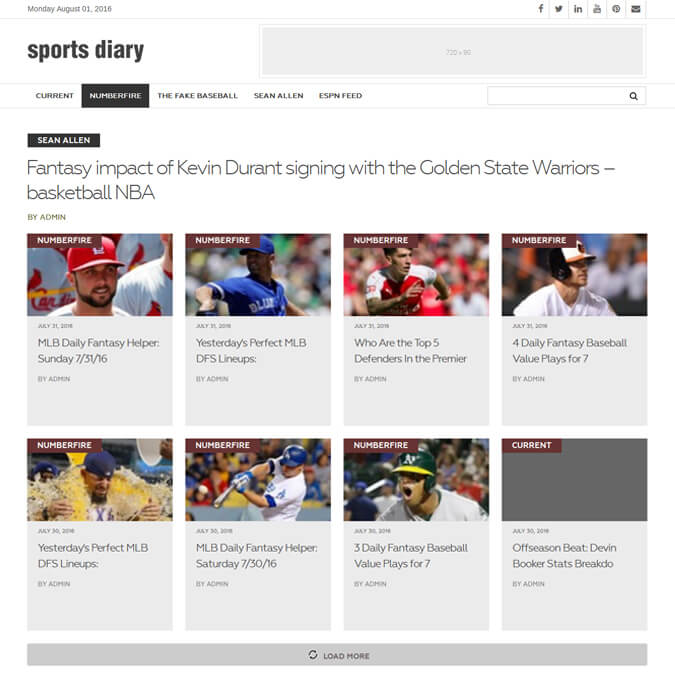 Sports Diary - PSD to WordPress - Xhtmljunction's client