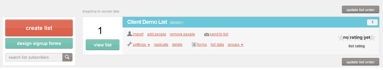 Mailchimp List Tab