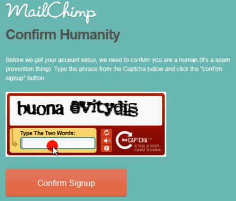 MailChimp reCAPTCHA Confirmation Page