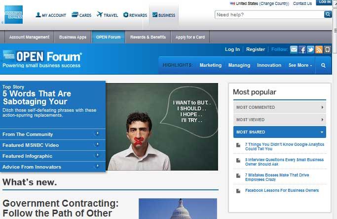 OPEN Forum American Express Website