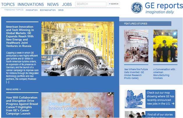 Screenshot of GE Reports Website