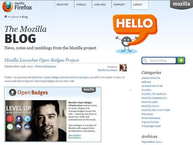 The Mozilla Blog running on WordPress