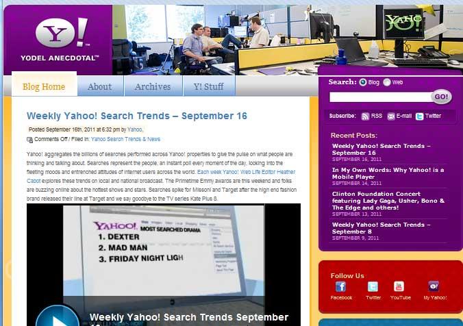 Screenshot of Yahoo!’s Yodel Anecdotal Blog