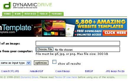 Preview of Dynamicdrive image optimizer