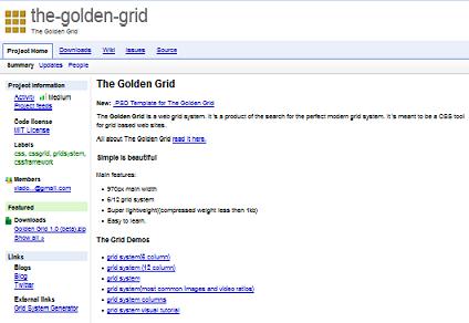 Preview of Golden grid CSS system