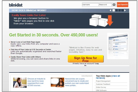 Blinklist - Socail Bookmarking Site 