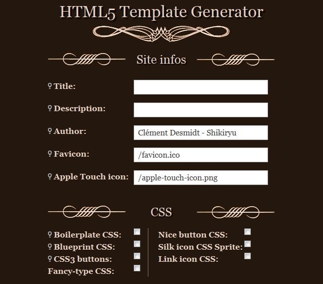 shikiryu HTML5 generator
